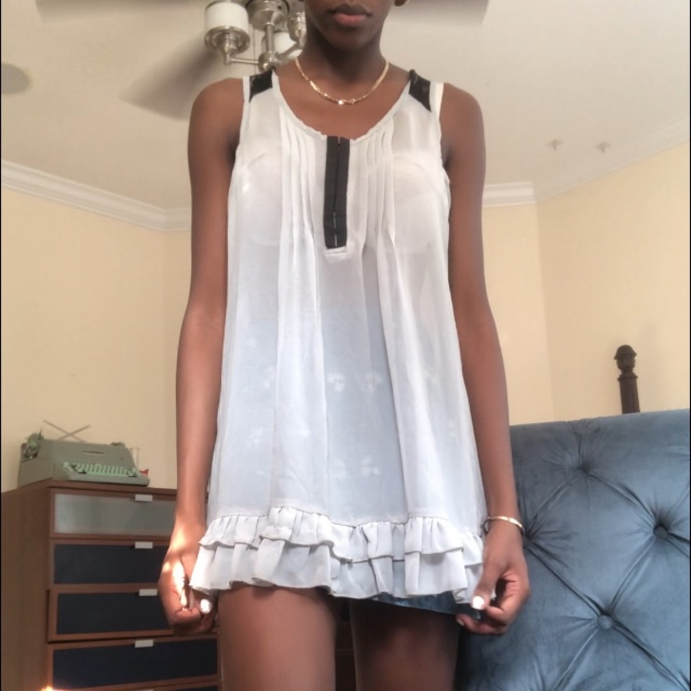 🆕 DITSY PALE BLUE DRESS WITH LACE ON STRAPS